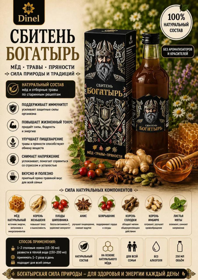  Сбитень Богатырь, 250мл  в Тутаеве